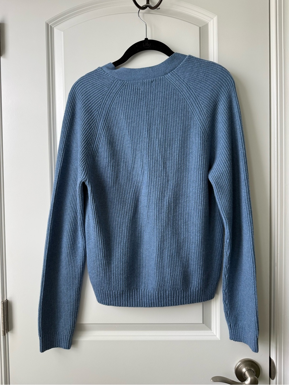 J. Crew Dusty Blue Ribbed V-Neck Button Cardigan - Picture 4 of 4